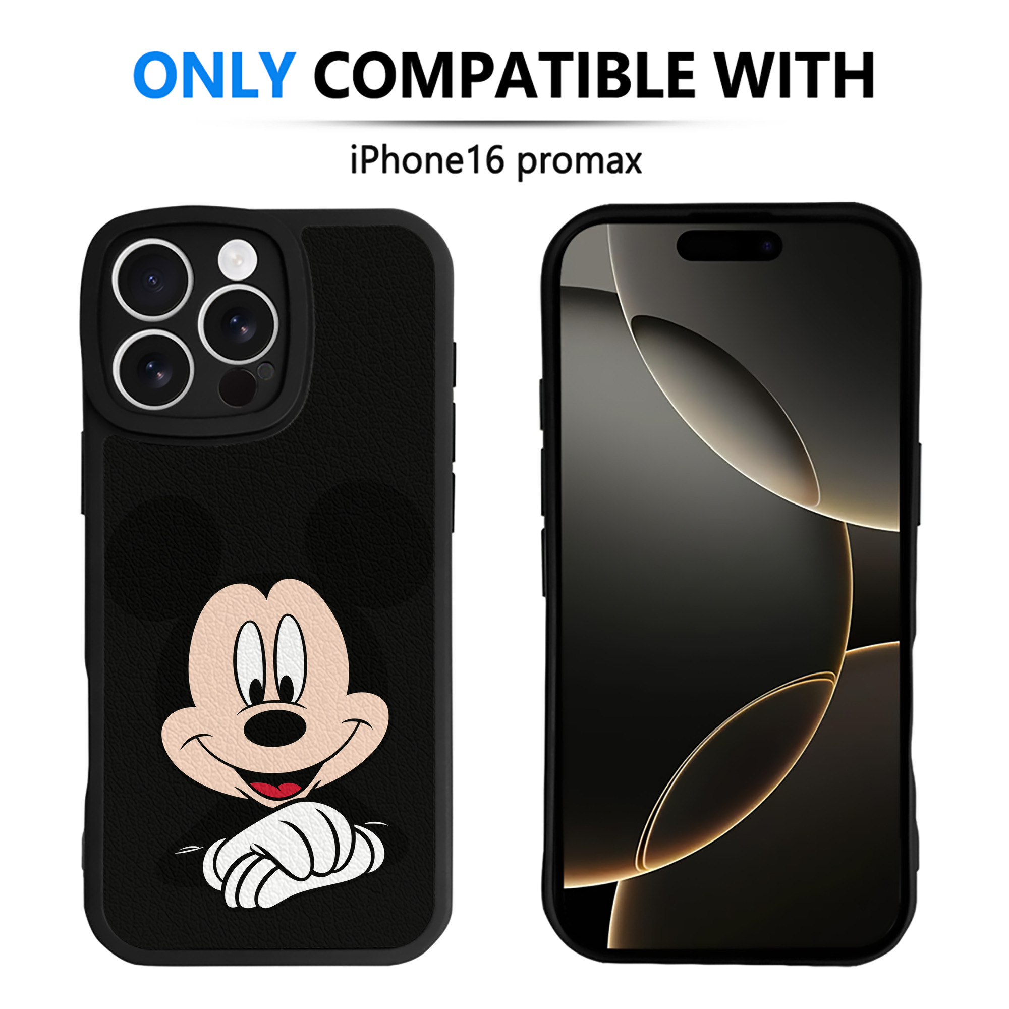 （画像用） ミッキーマウス Mickey Mouse 【iPhone 16シリーズ対応】シリコンスマホケース（レザー調） 材質：シリコン